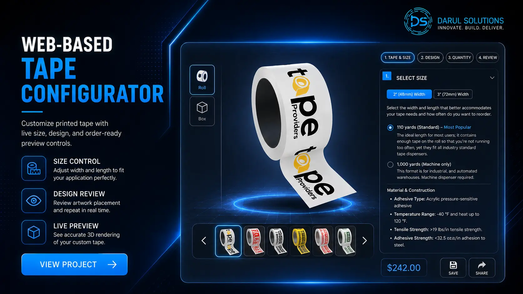 Custom Tape Configurator - Web Product Configurators visualization screenshot 1